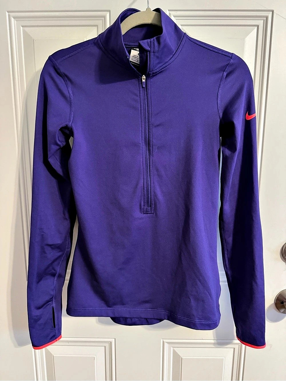 Nike Pro Dri-FIT 1/2 Zip Long Sleeve Purple & Red Small